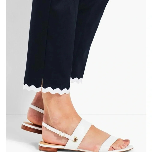 Talbots Cotton Pique Rick--Rack Slim Crop trousers Navy Women’s Size 8 Classic - Picture 3 of 15